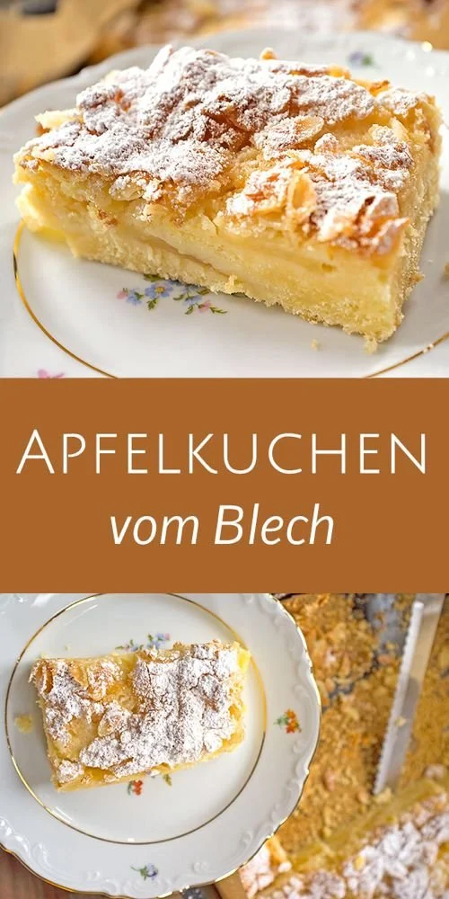 Apfelkuchen vom Blech, frisch gebacken mit Äpfeln und Zimt