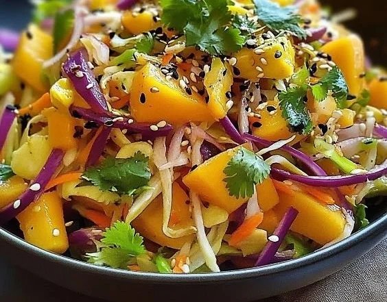 Asiatischer Spitzkohl-Mango-Salat mit frischen Zutaten und exotischem Flair