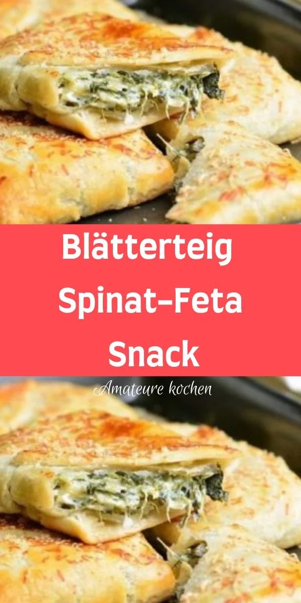 Köstliche Blätterteig Spinat-Feta Snacks frisch aus dem Ofen