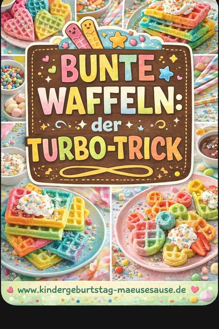 Bunte Waffeln für Kinder, bunt und lecker, ideal für Partys und besondere Anlässe