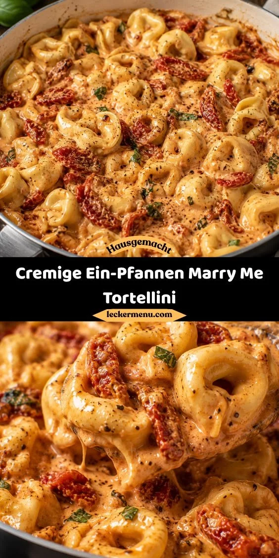 Cremiges Marry Me Tortellini Gericht in einer Pfanne zubereitet