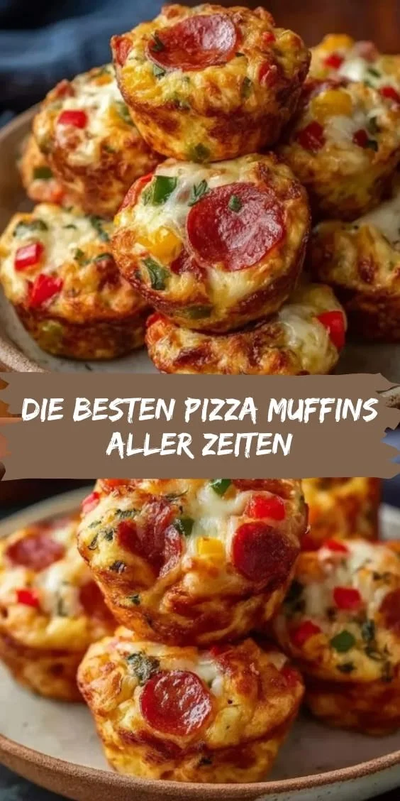Leckere Pizza Muffins auf einem Teller, perfekt für Partys und Snacks
