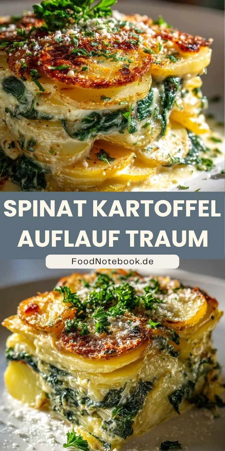 Auflauf mit Spinat und Kartoffeln, lecker und nahrhaft, ideale Mahlzeit