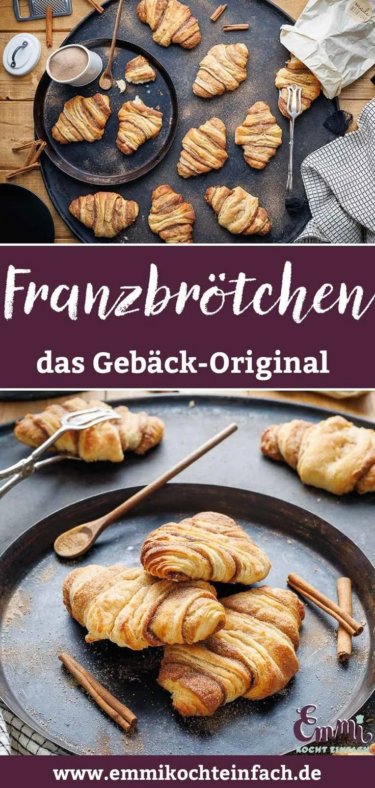 Hausgemachte Franzbrötchen auf einem Teller, frisch aus dem Ofen
