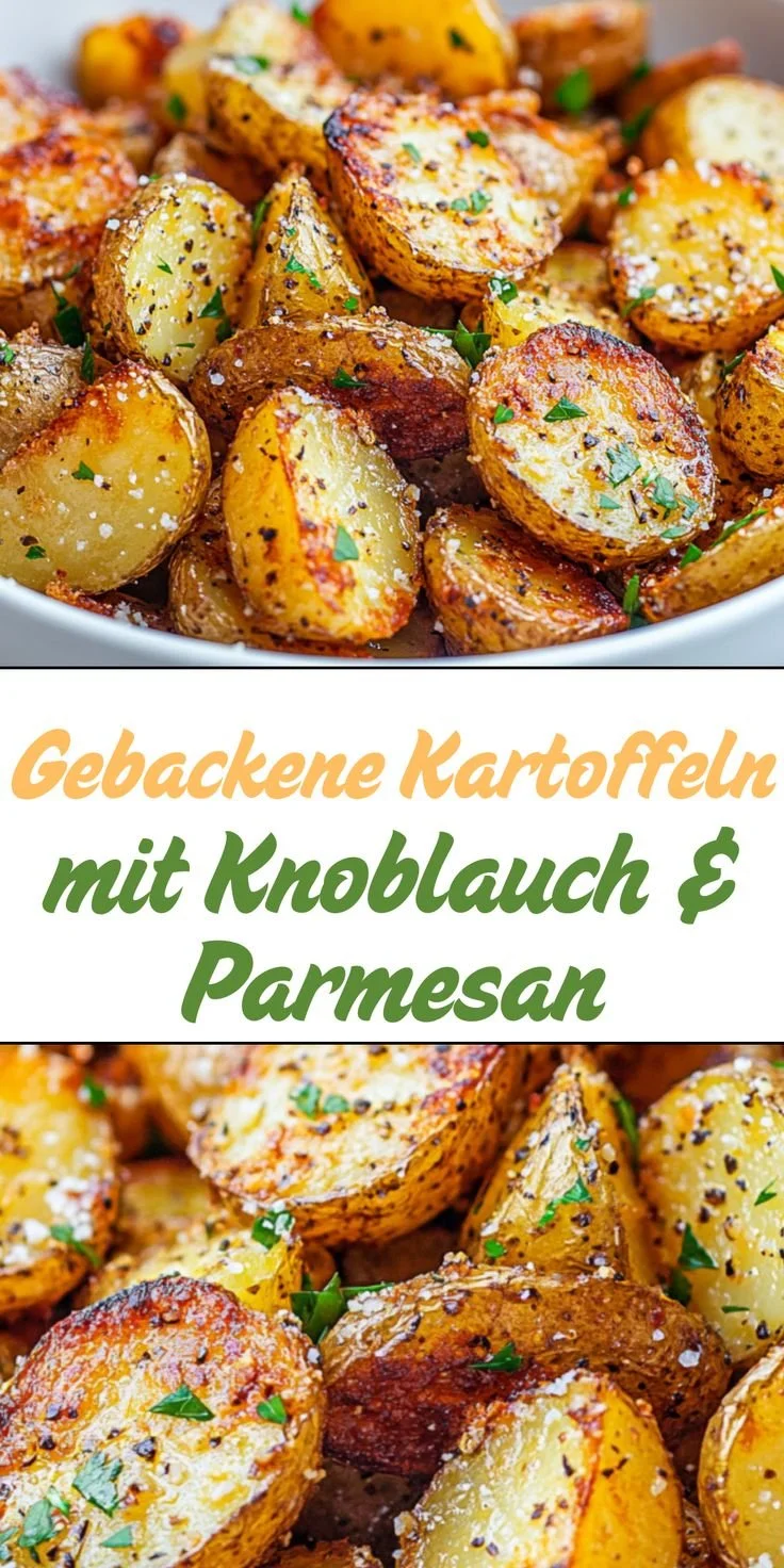 Gebackene Kartoffeln mit Knoblauch und Parmesan aus dem Ofen