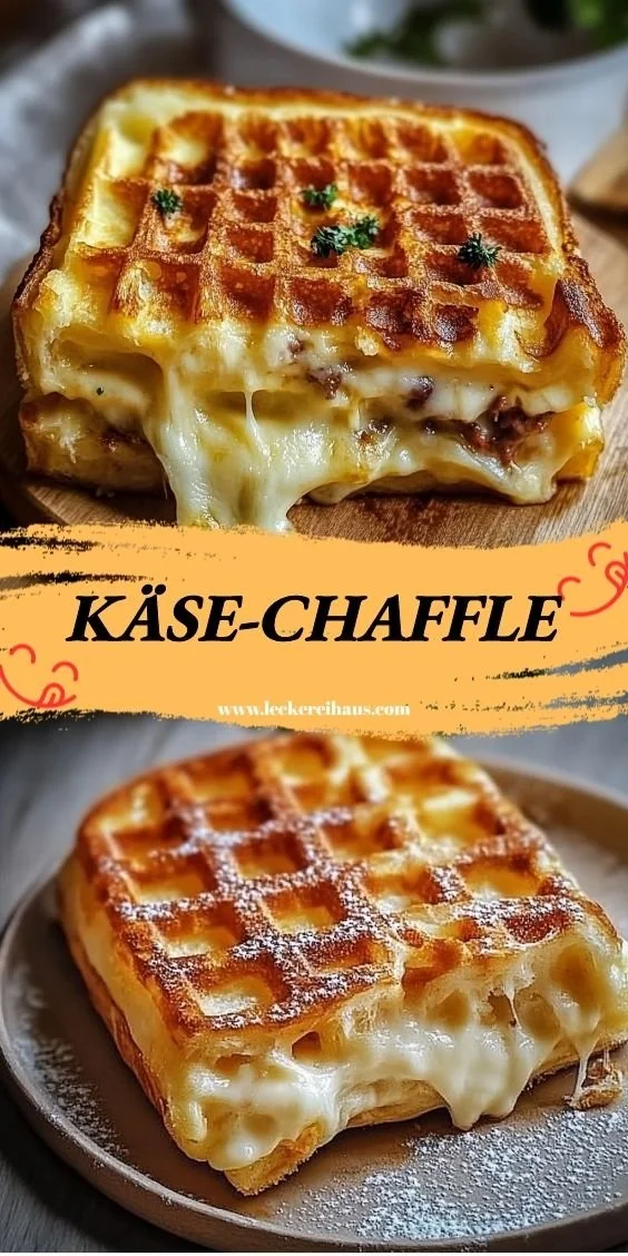 Leckere Käse-Chaffles auf einem Teller serviert