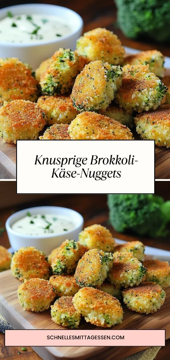 Knusprige Brokkoli-Käse-Nuggets auf einem Teller, ideal für ein gesundes Mittagessen.