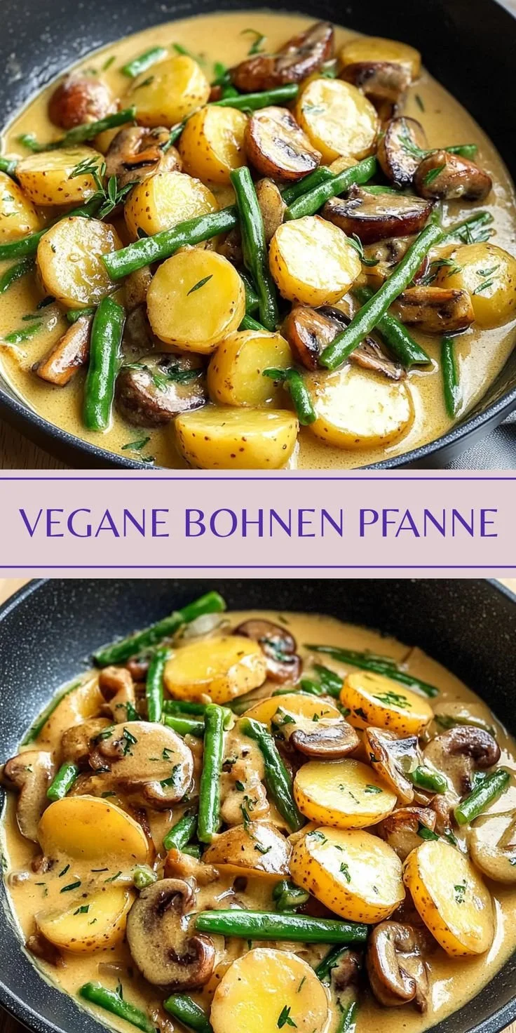 Vegane Pfanne mit Bohnen und Gemüse, einfach und schnell zubereitet