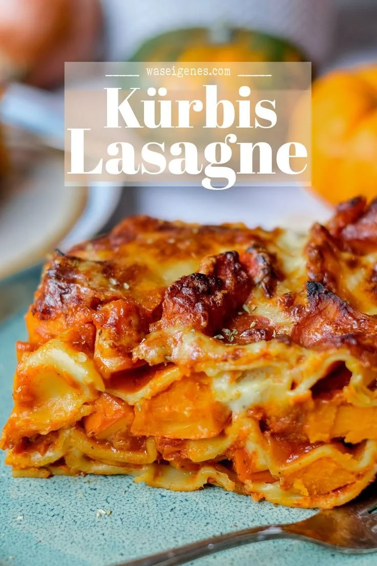 Vegetarische Kürbis Lasagne mit würziger Kürbis-Tomatenfüllung