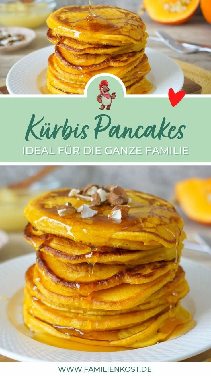 Leckere Kürbis Pancakes mit herbstlichen Gewürzen auf einem Teller