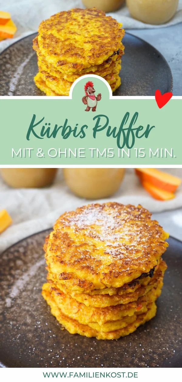 Kürbis Puffer zubereitet im Thermomix mit frischen Zutaten