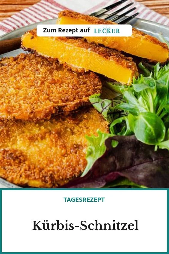 Leckeres Kürbis-Schnitzel auf einem Teller angerichtet