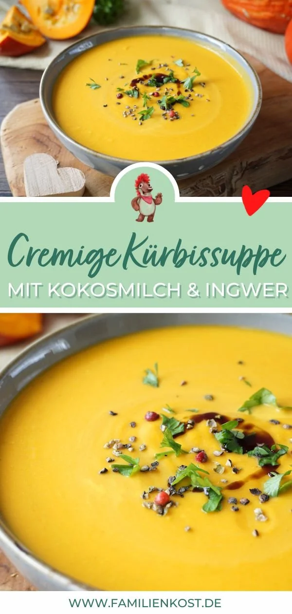 Kürbissuppe mit Kokosmilch und Ingwer aus Hokkaido-Kürbis