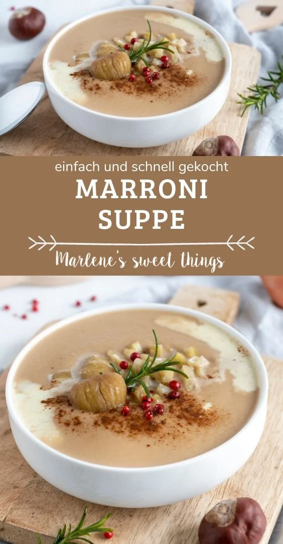 Schüssel mit Maronen Zimt Suppe, ein köstliches Herbstrezept.