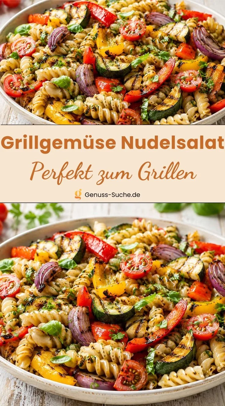 Nudelsalat mit Grillgemüse als leckere Grillbeilage