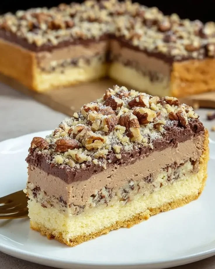 Nusskuchen mit Nougatcreme, perfekt für jede Feier und leicht nachzubacken.