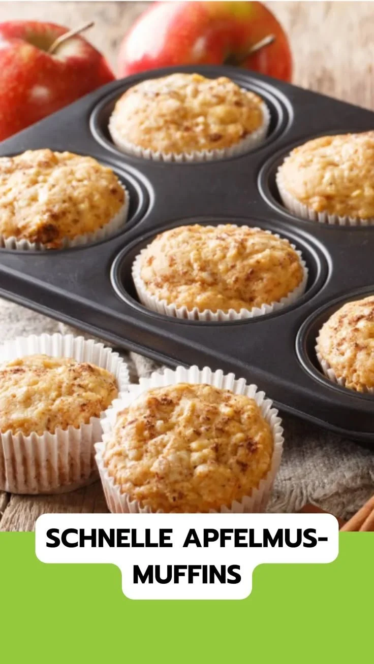Saftige Apfelmus-Muffins auf einem Tisch serviert