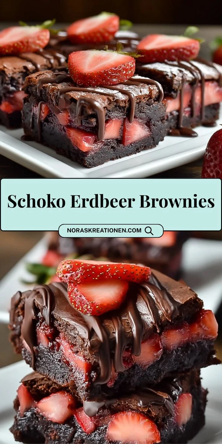Schoko Erdbeer Brownies mit Ganache, köstliches Sommer Dessert