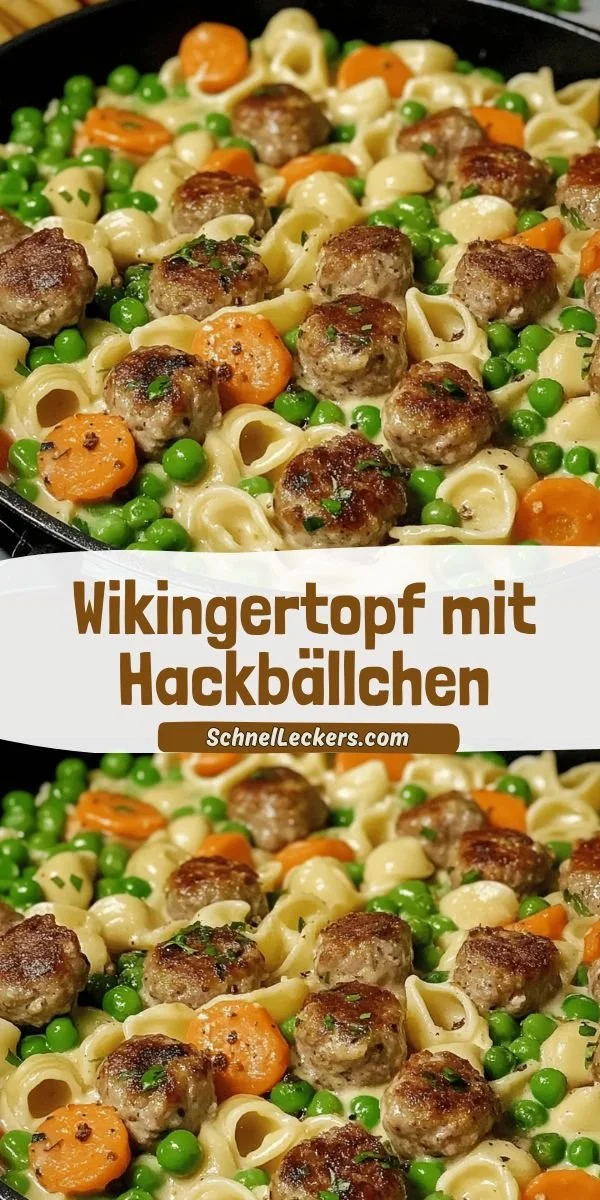 Wikingertopf mit Hackbällchen in einer cremigen, herzhaften Sauce