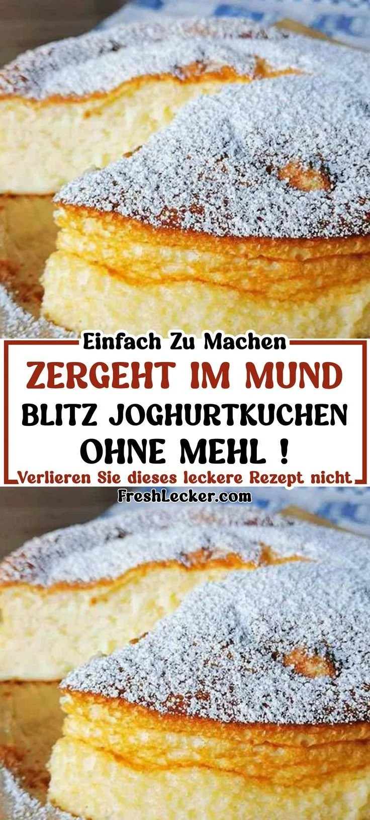 Blitz Joghurtkuchen ohne Mehl, der köstlich im Mund zergeht.