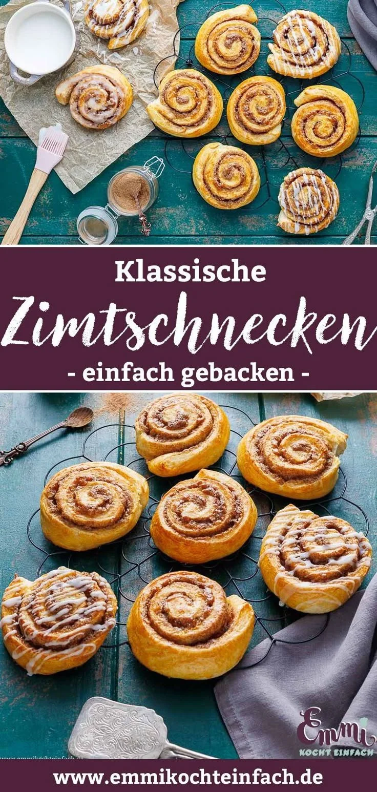 Leckere Zimtschnecken auf einem Teller, frisch gebacken und warm serviert.