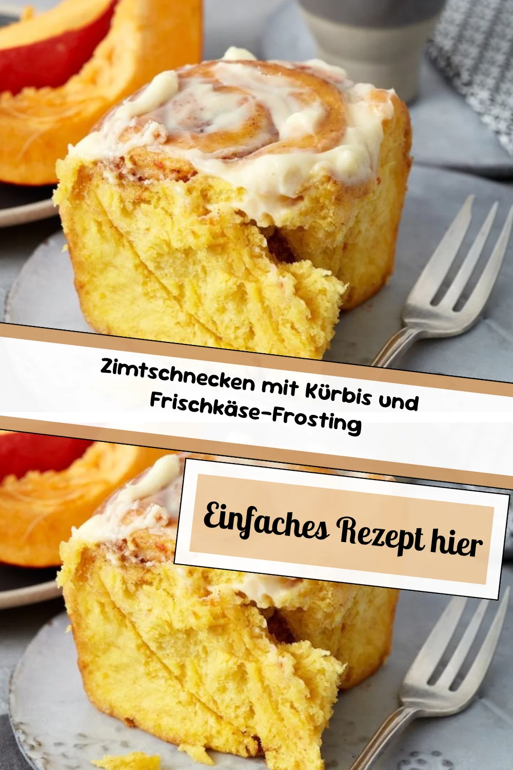 Zimtschnecken mit Kürbis und Frischkäse-Frosting