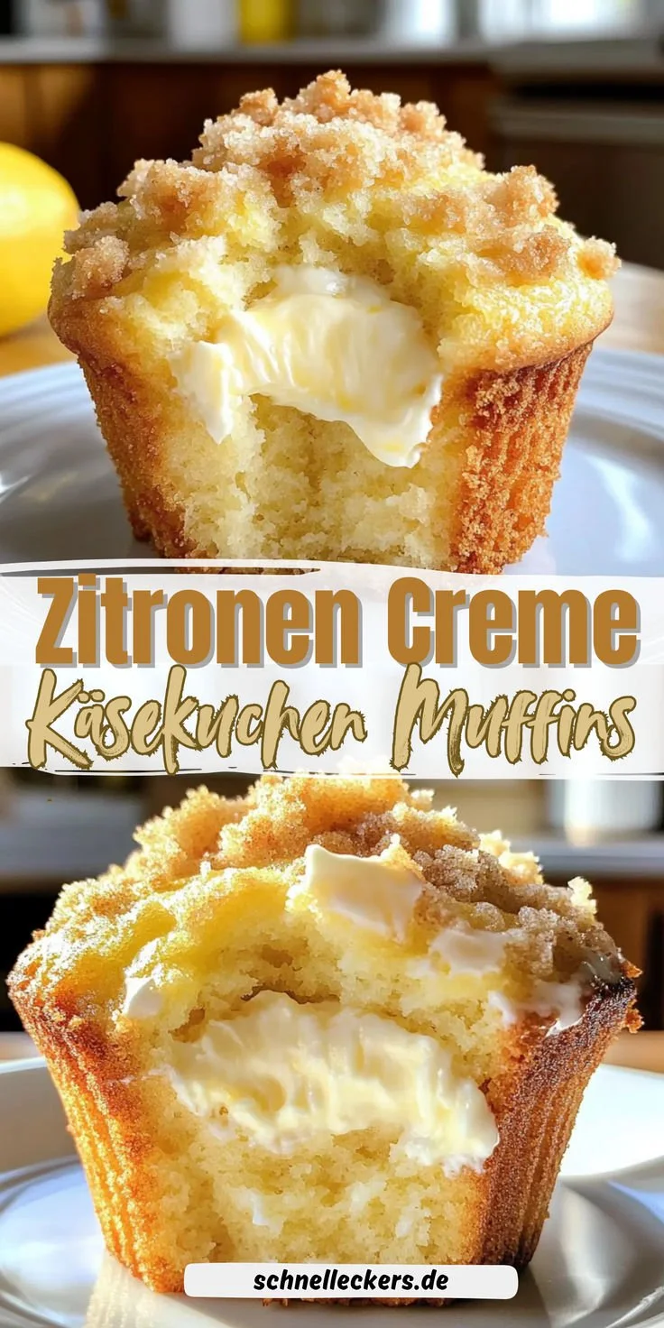 Zitronen-Creme-Käsekuchen-Muffins mit saftiger Füllung