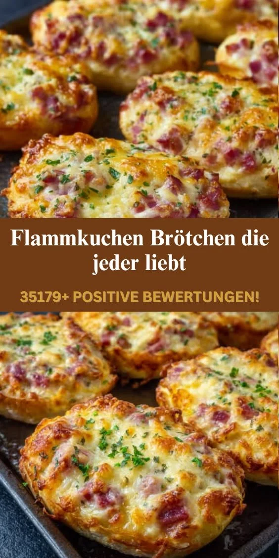 Leckere Flammkuchen Brötchen frisch aus dem Ofen mit Zutaten