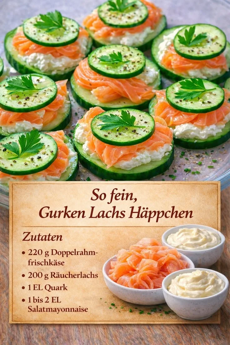Frische Low Carb Lachs-HĂ€ppchen als köstliches Fingerfood fĂŒr Partys