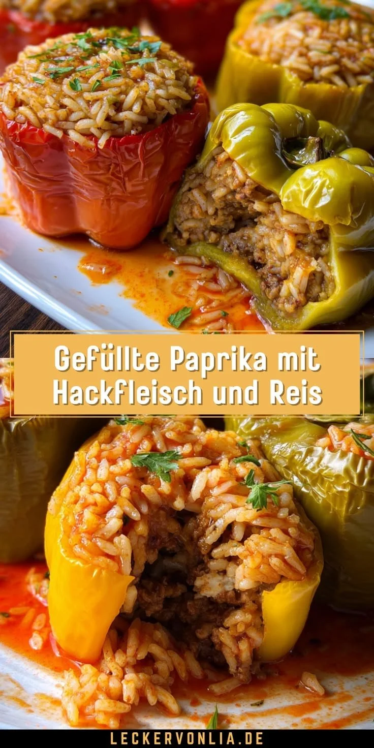 Gefüllte Paprika mit Hackfleisch und Reis aus der arabischen Küche