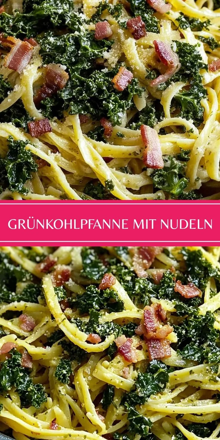 Grünkohlpfanne mit Nudeln: einfaches Rezept für schnelles Abendessen