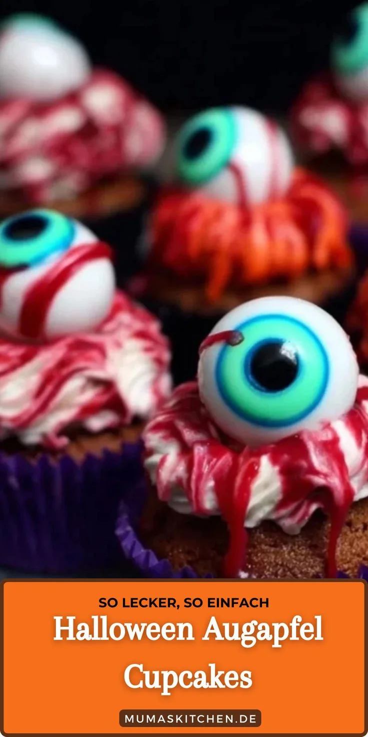 Gruselige Cupcakes mit Augapfel Deko für Halloween