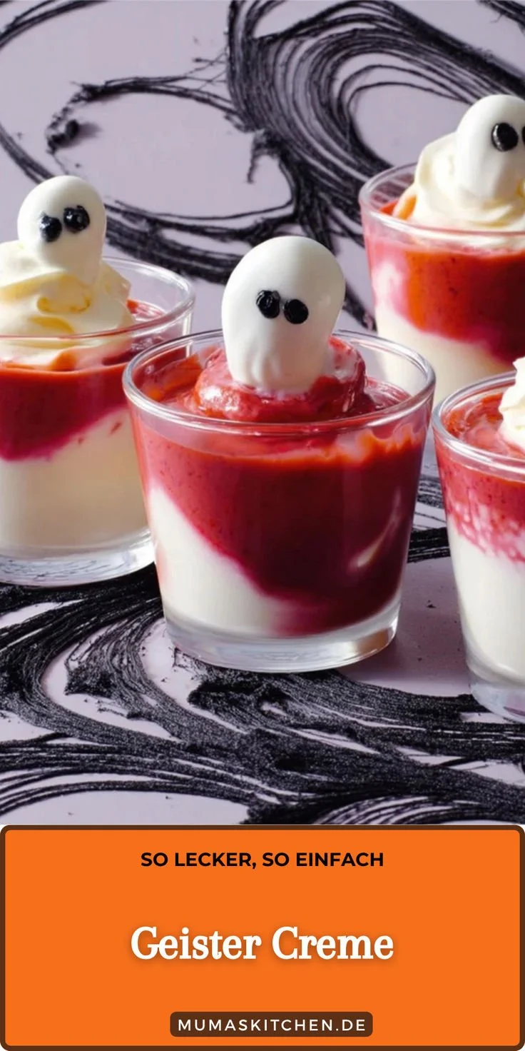 Halloween-Dessert: Geister Creme für eine schaurig-süße Feier.