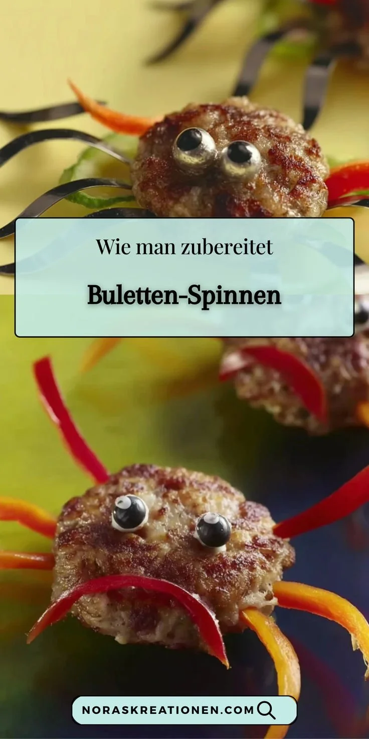 Gruselige Buletten-Spinnen aus Rinderhackfleisch für Halloween