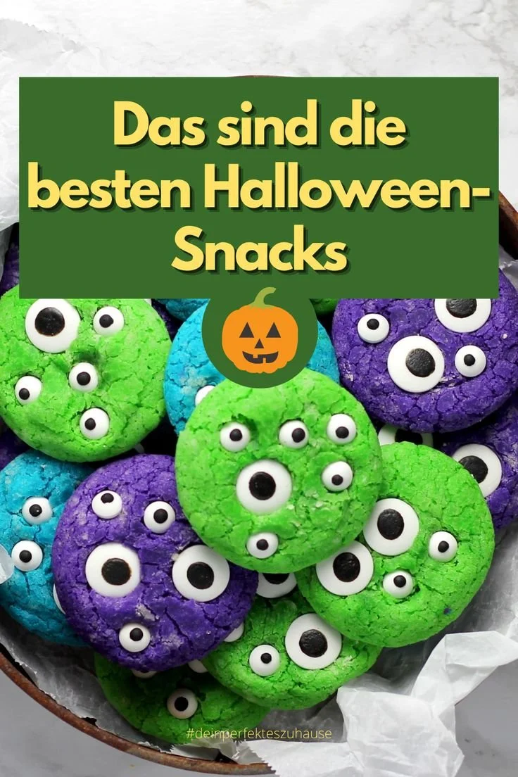 Leckere Halloween Snacks mit Kürbis und anderen festlichen Zutaten.