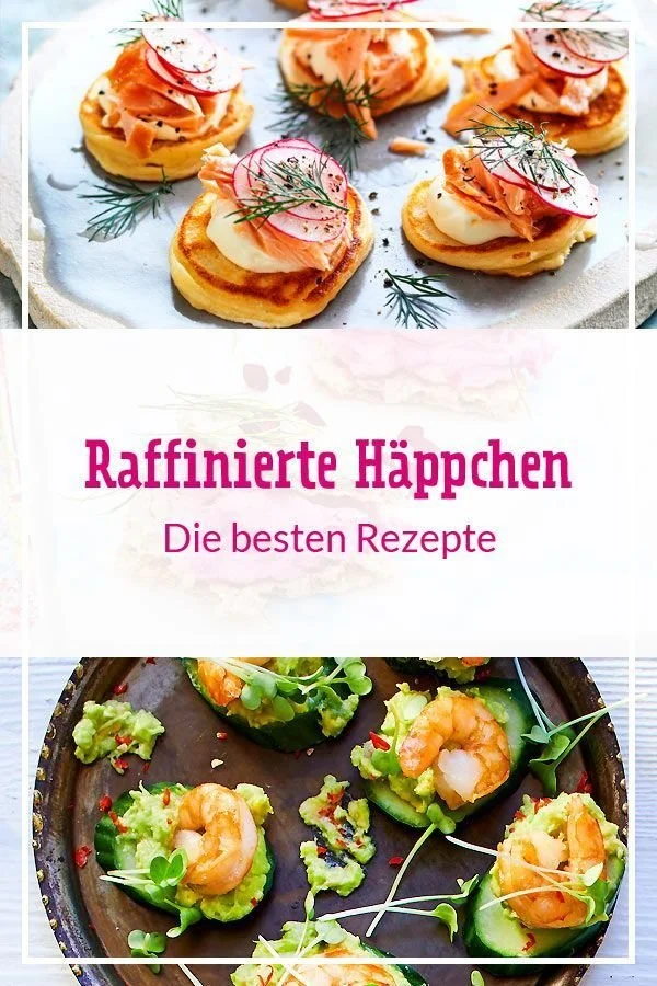 Verschiedene Häppchen auf einem eleganten Tisch für eine Feier