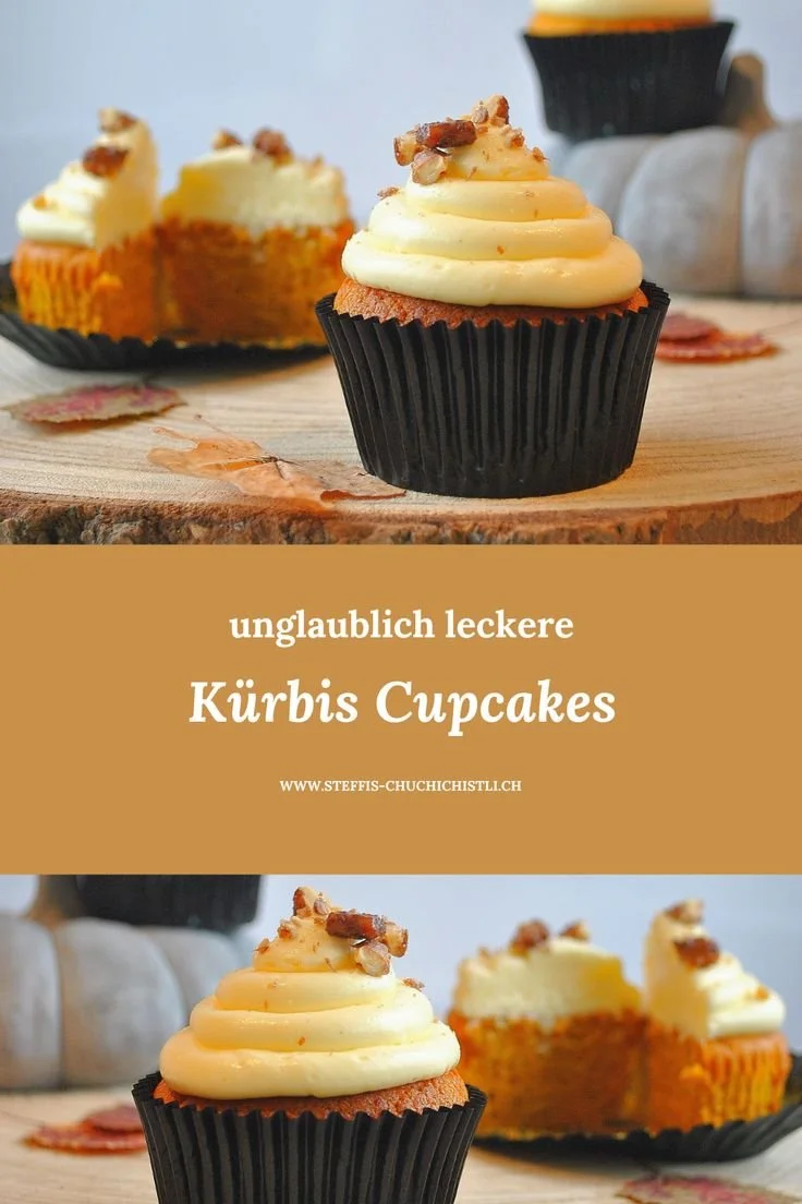 Herbstliche Kürbis Cupcakes mit cremigem Frosting