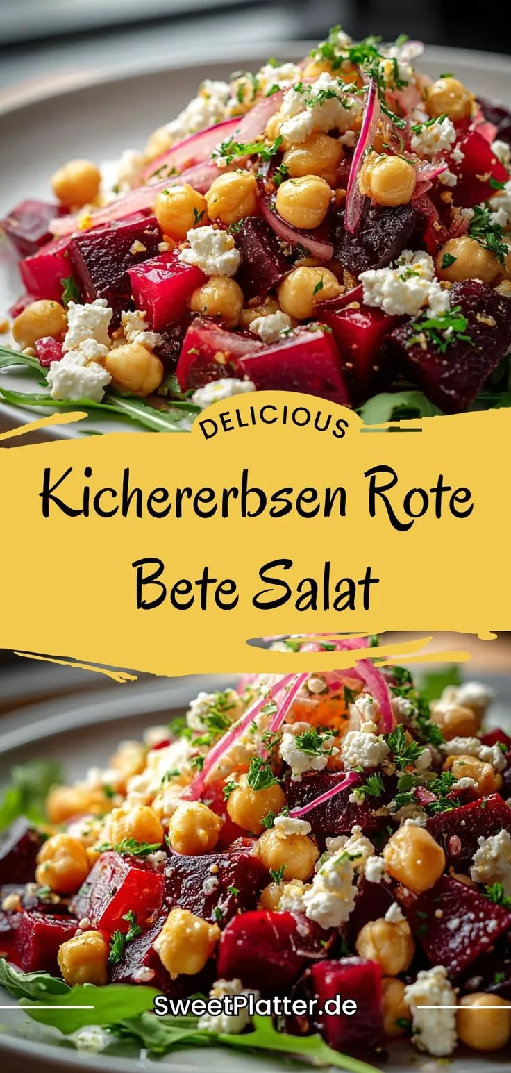 Kichererbsen Rote Bete Salat mit Feta, gesund und schmackhaft