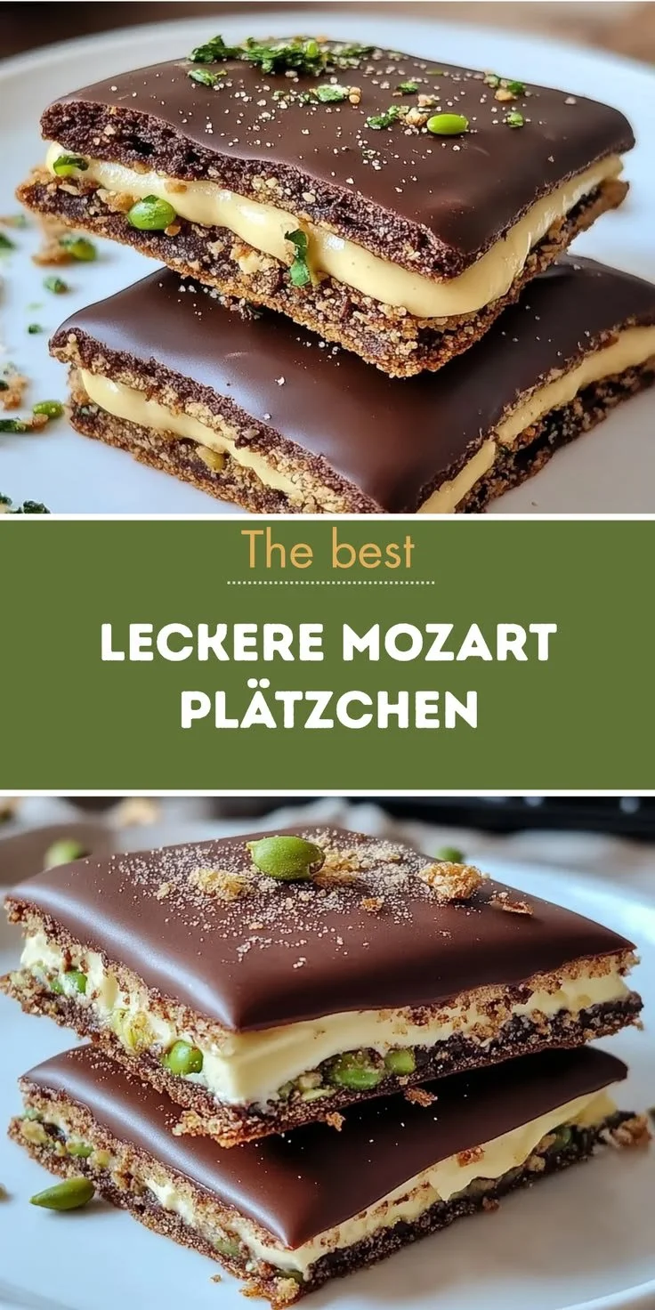 Selbstgemachte Mozart Plätzchen auf einem schönen Teller serviert.