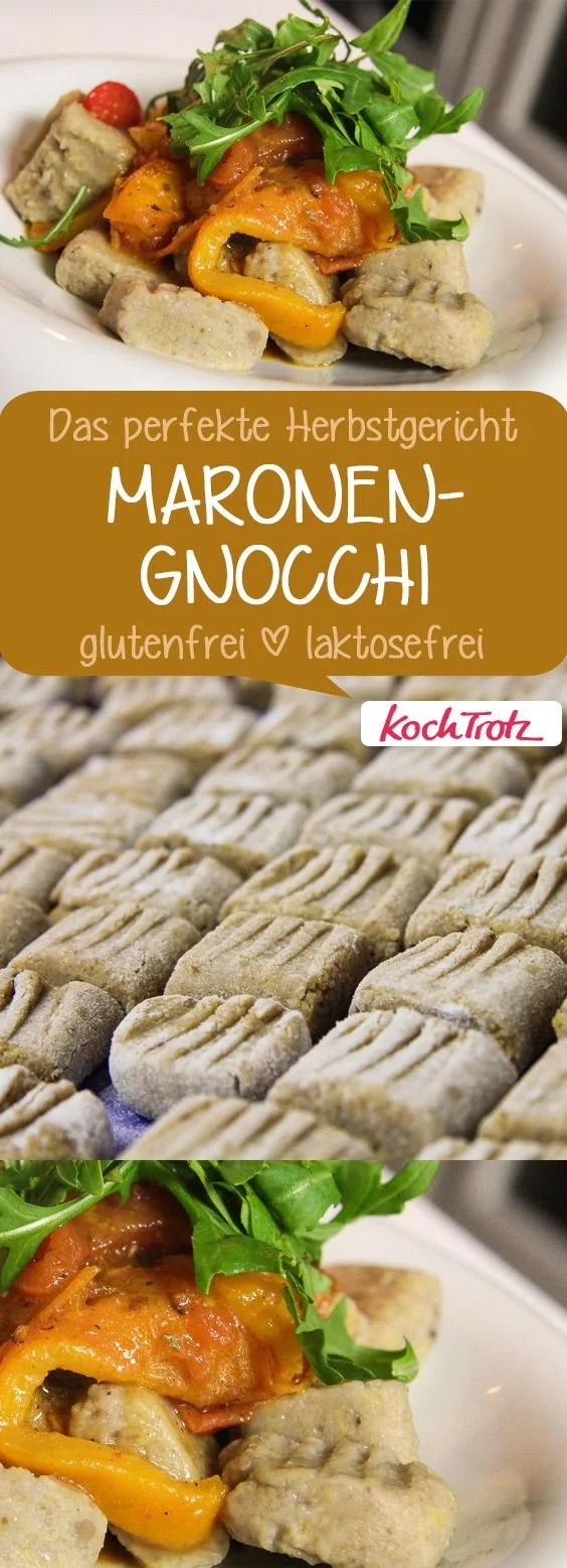 Glutenfreie Maronen-Gnocchi mit veganer Option auf einem Teller angerichtet