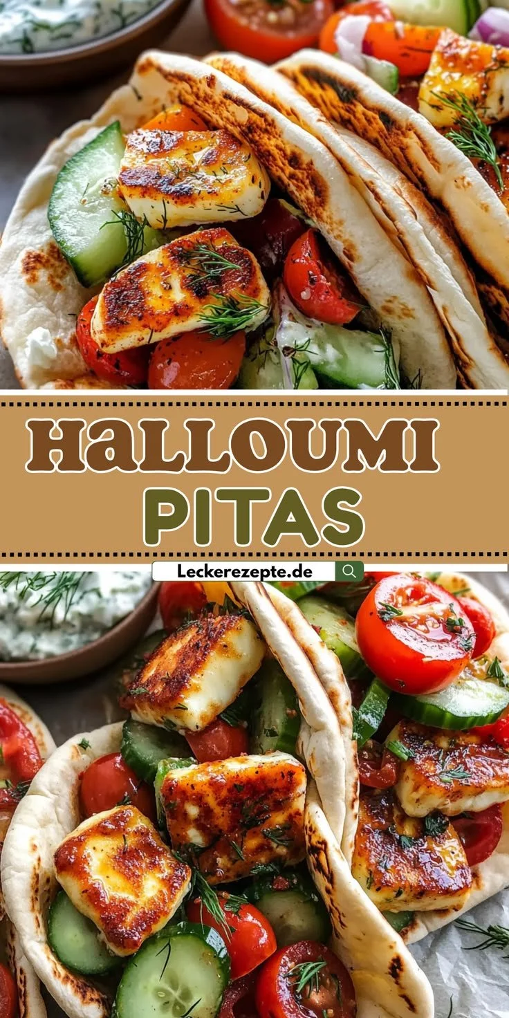 Mediterranes Halloumi-Pitas mit frischem Fladenbrot und gegrilltem Halloumi.