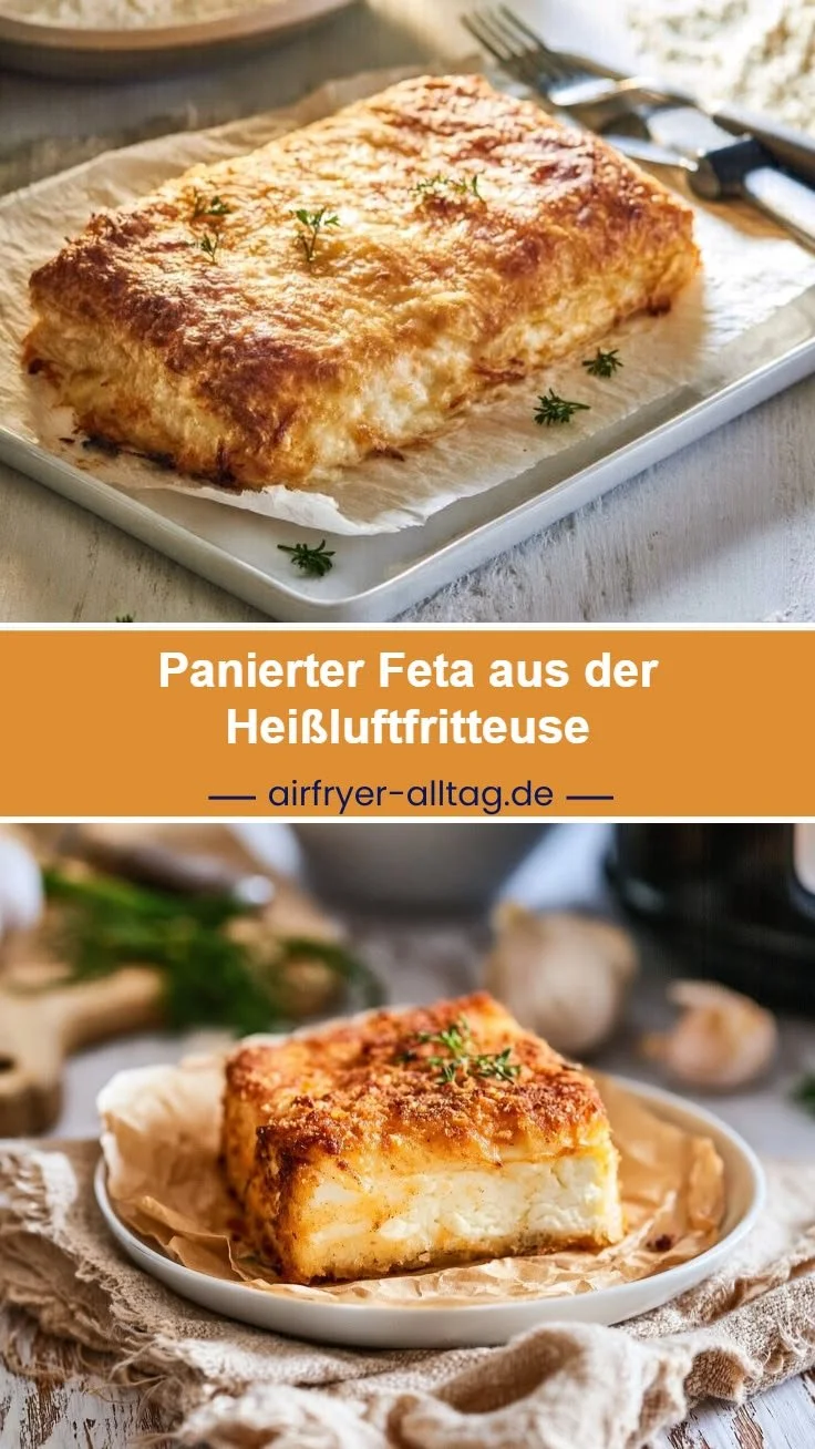 Panierter Feta aus der Heißluftfritteuse in knuspriger Ausführung