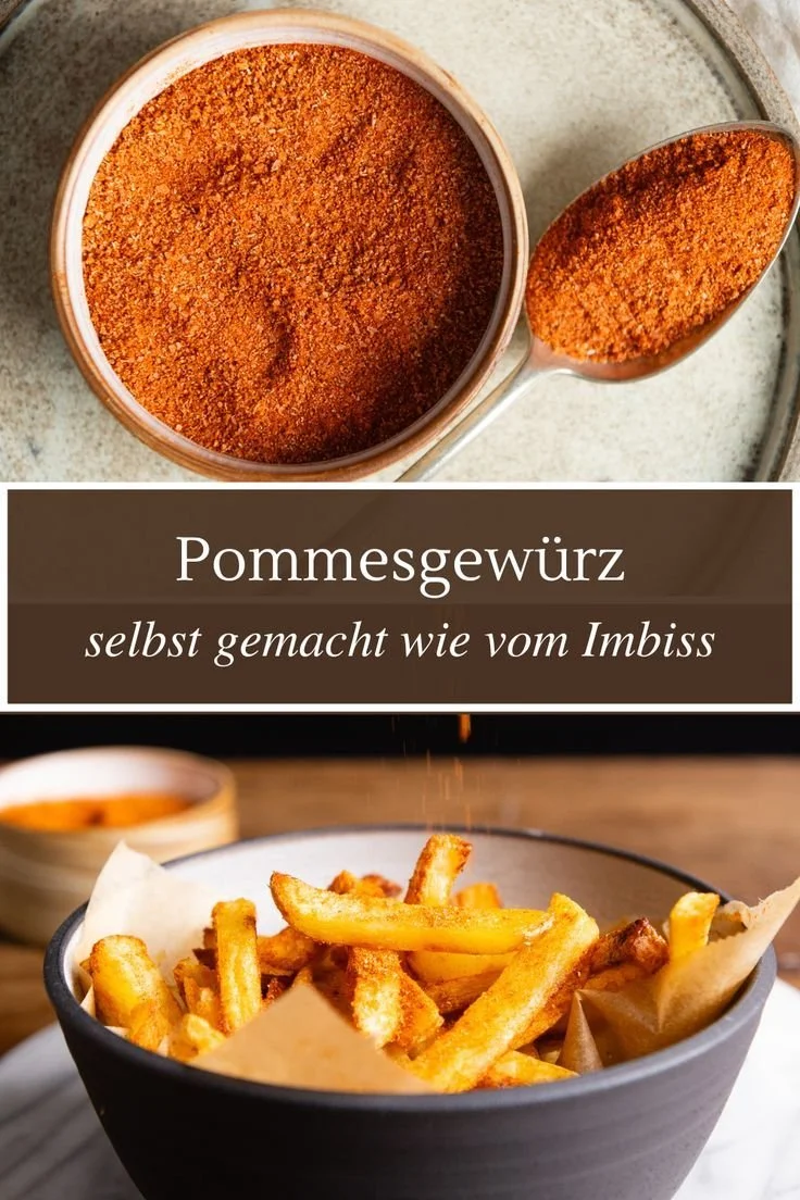 Selber gemachtes Pommesgewürz im Glas, inspiriert von Imbiss-Küchen.