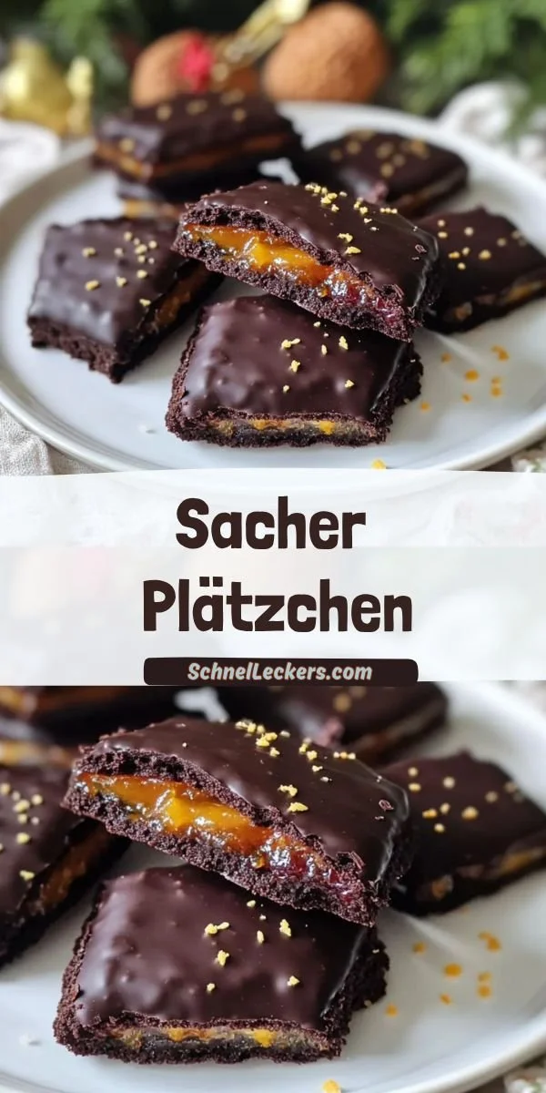 Sacher Plätzchen – Mini-Version des traditionellen Sacher Torts auf einem Teller