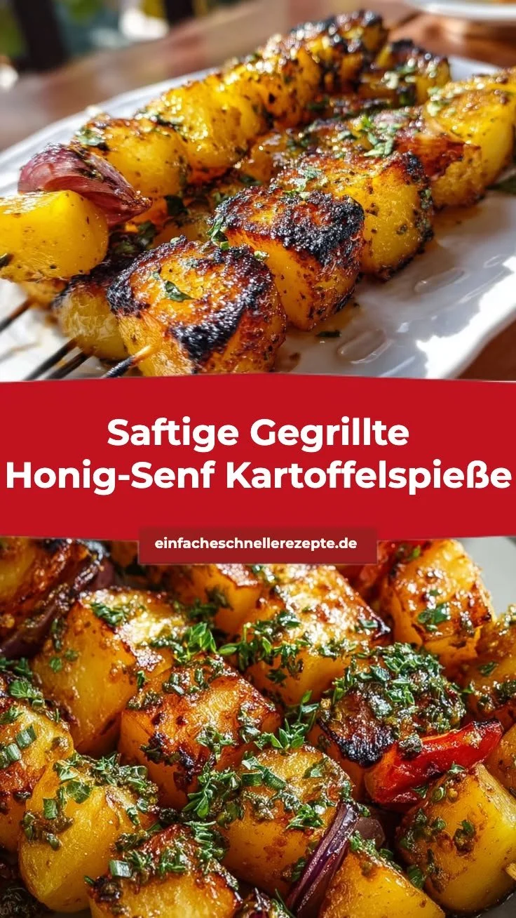 Saftige gegrillte Honig-Senf Kartoffelspieße auf einem Party Buffet
