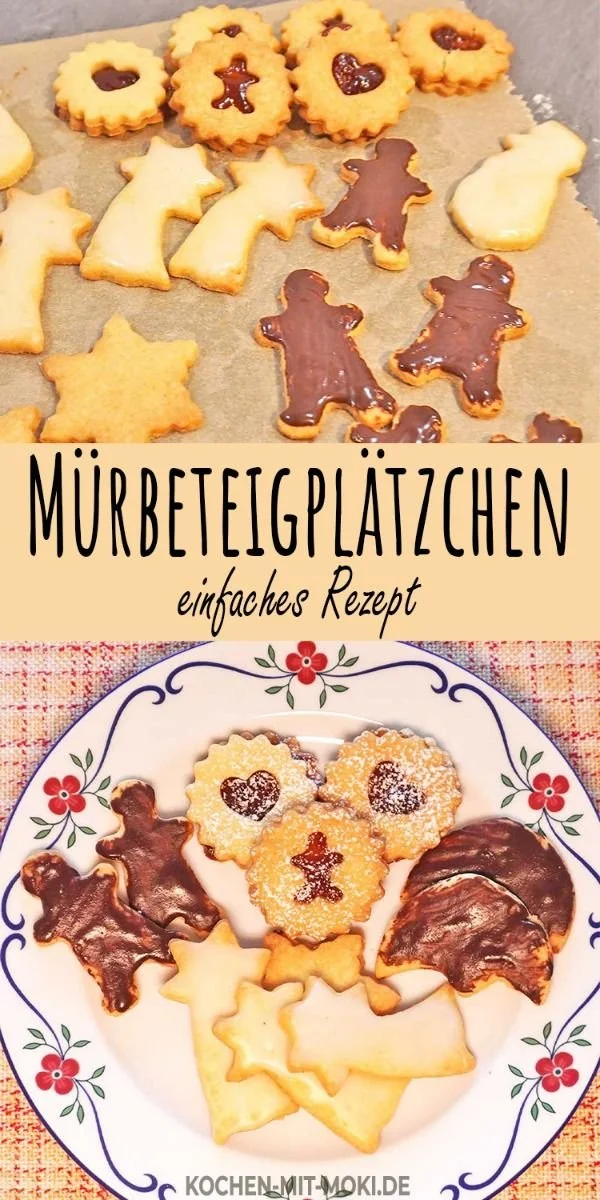 Saftige Mürbeteig-Plätzchen auf einem Teller, frisch gebacken.