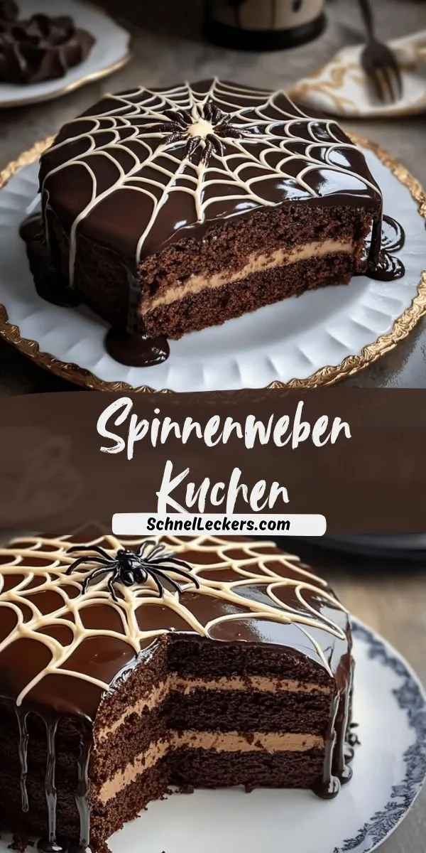 Spinnenweben Kuchen - eine beeindruckende Halloween-Torte für jede Party.
