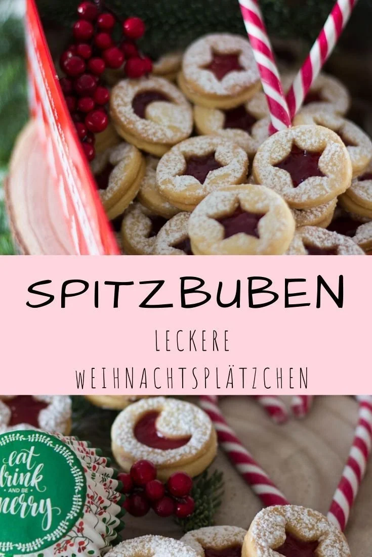Leckere Spitzbuben Weihnachtsplätzchen auf einem Teller