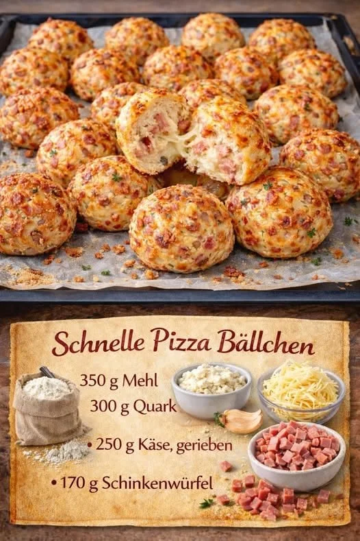 Leckere Pizza Bällchen frisch zubereitet mit verschiedenen Toppings