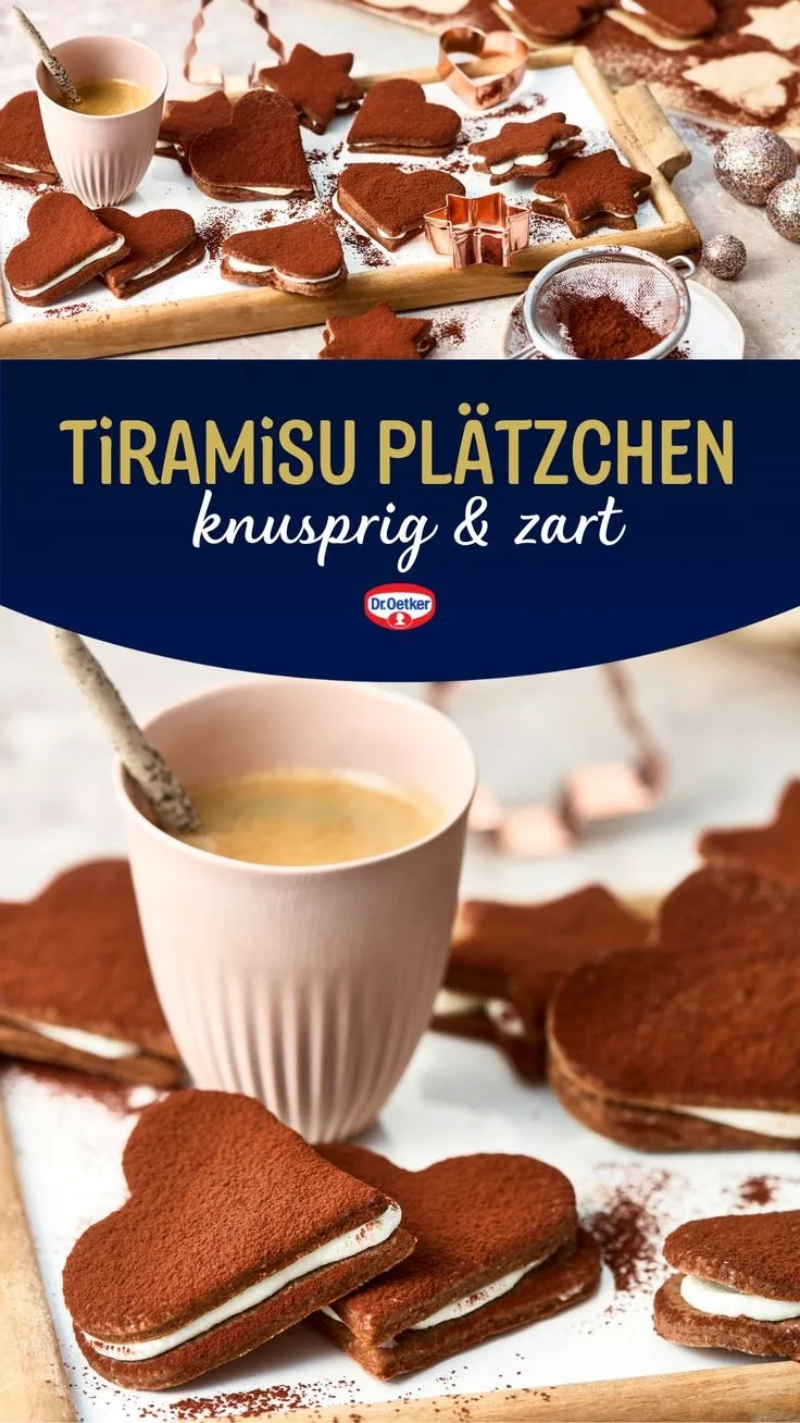 Tiramisu Plätzchen als Weihnachtsplätzchen auf einem festlichen Teller.